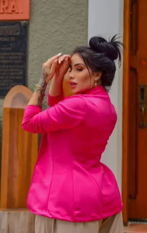 Blazer de luxo Lady Griffe Rosa Love - Imagem 3