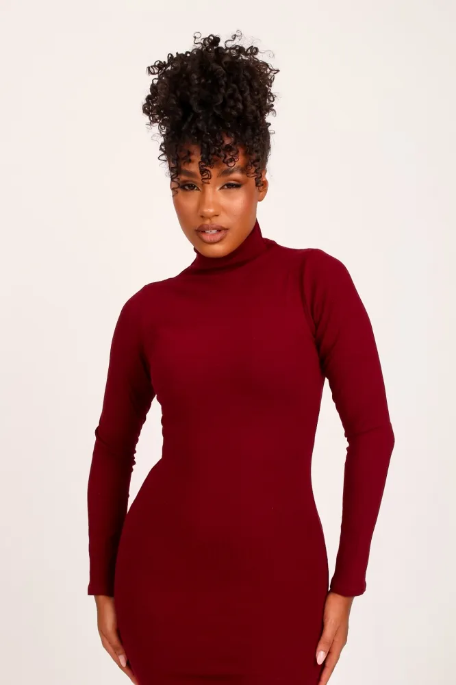 Vestido Manga Longa Lady Griffe Marsala - Imagem 2